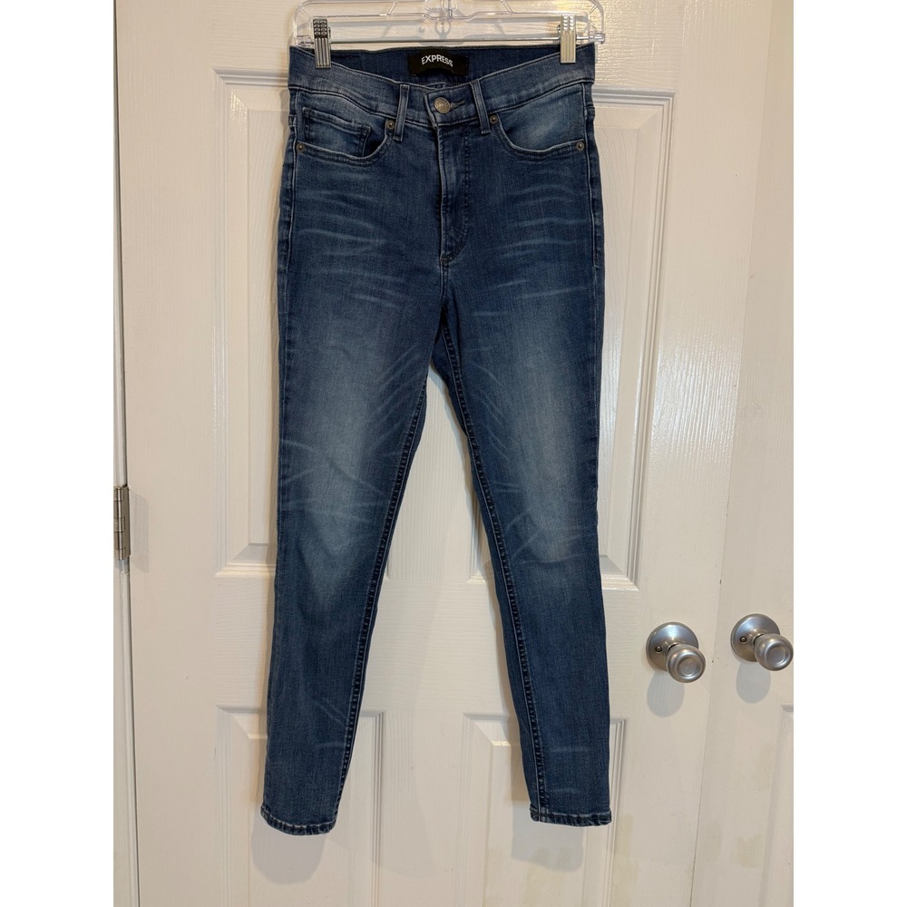 Express High Rise Legging Jeans Stretch Denim Perfect Wash Size 4 Short